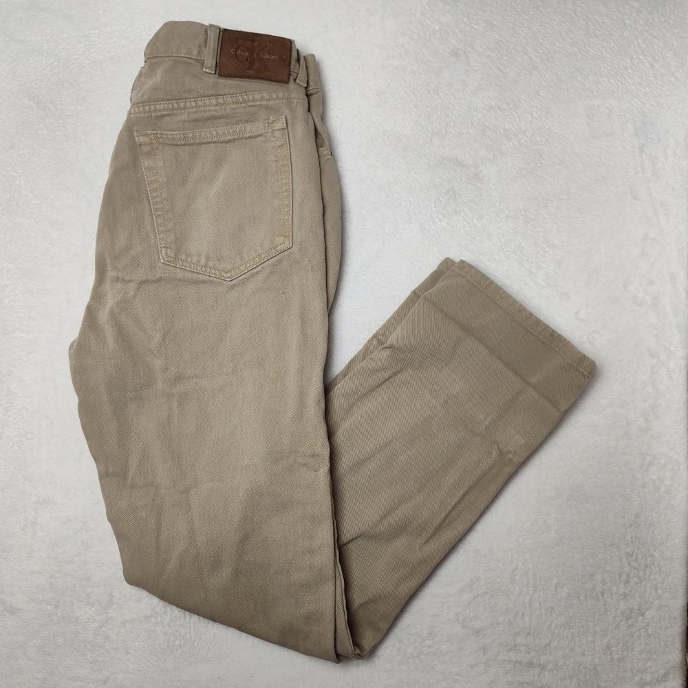 Vintage Calvin Klein Jeans Men 32x34 Beige Straight Y2K Denim Cotton Pockets USA